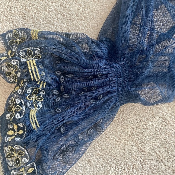 Free People Sheer Top Navy Blue - Picture 6 of 8